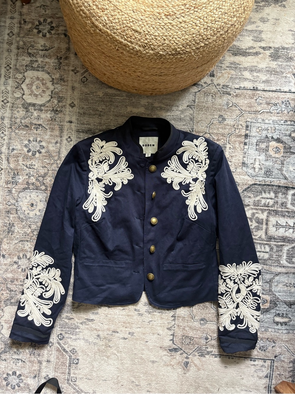 Boden Warwick embroidered navy jacket blazer Size 10 - Picture 3 of 15